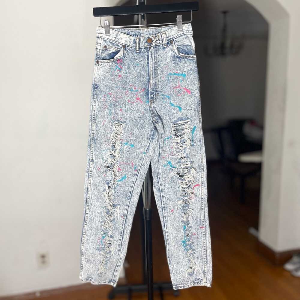 Denim high waisted stone washed ankle jeans